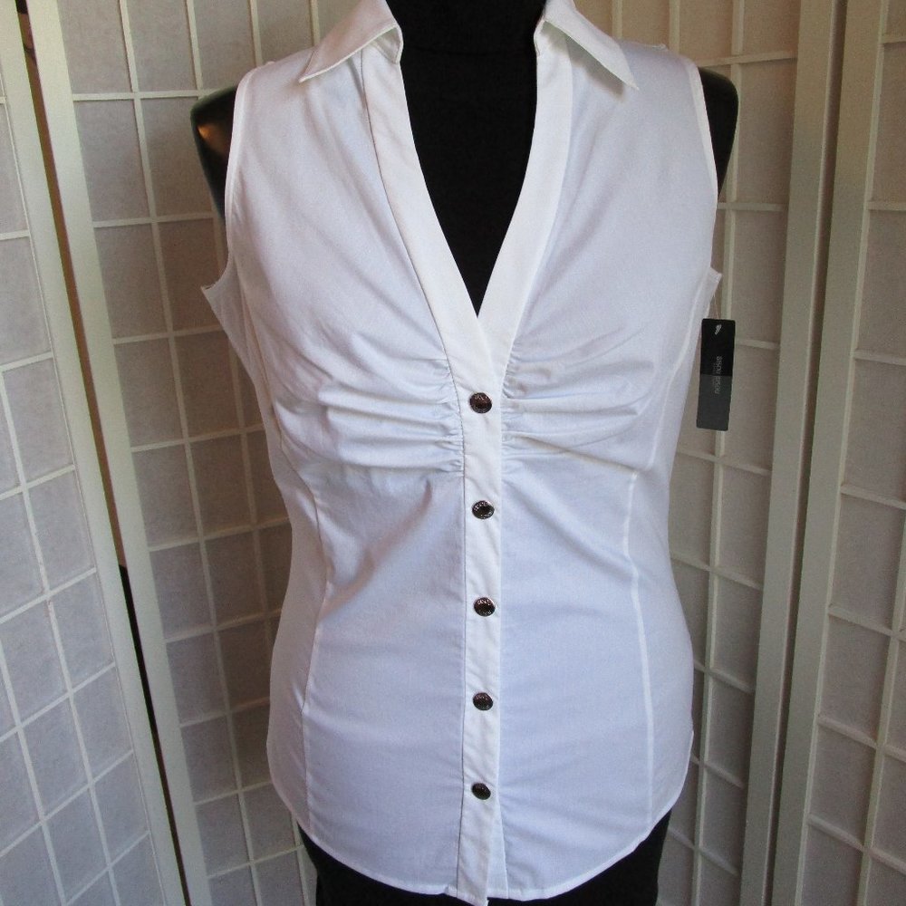 White Stretch Button Up